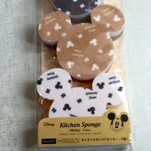 Disney Mickey Mouse Kitchen Sponge set of 3 Mouse ears dish Washing Daiso - Picture 13 of 16